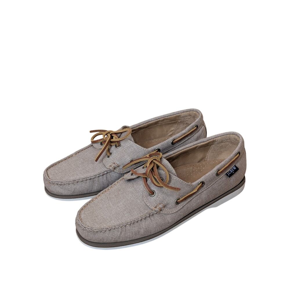 J.Crew Canvas Boat Shoes 2-Eyelet Mens 10M AQ346 With Box Excellent Condition